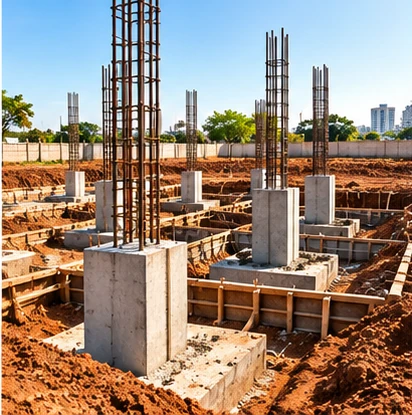 Fundação estrutural em concreto